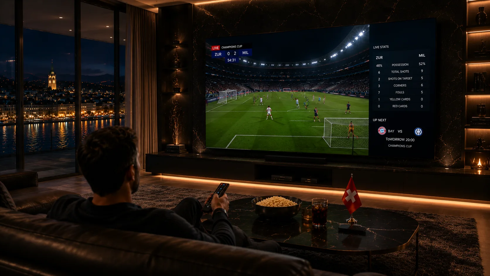 TV Schweiz IPTV Anbieter Vergleich — Champions League Live mit Echtzeit-Statistiken